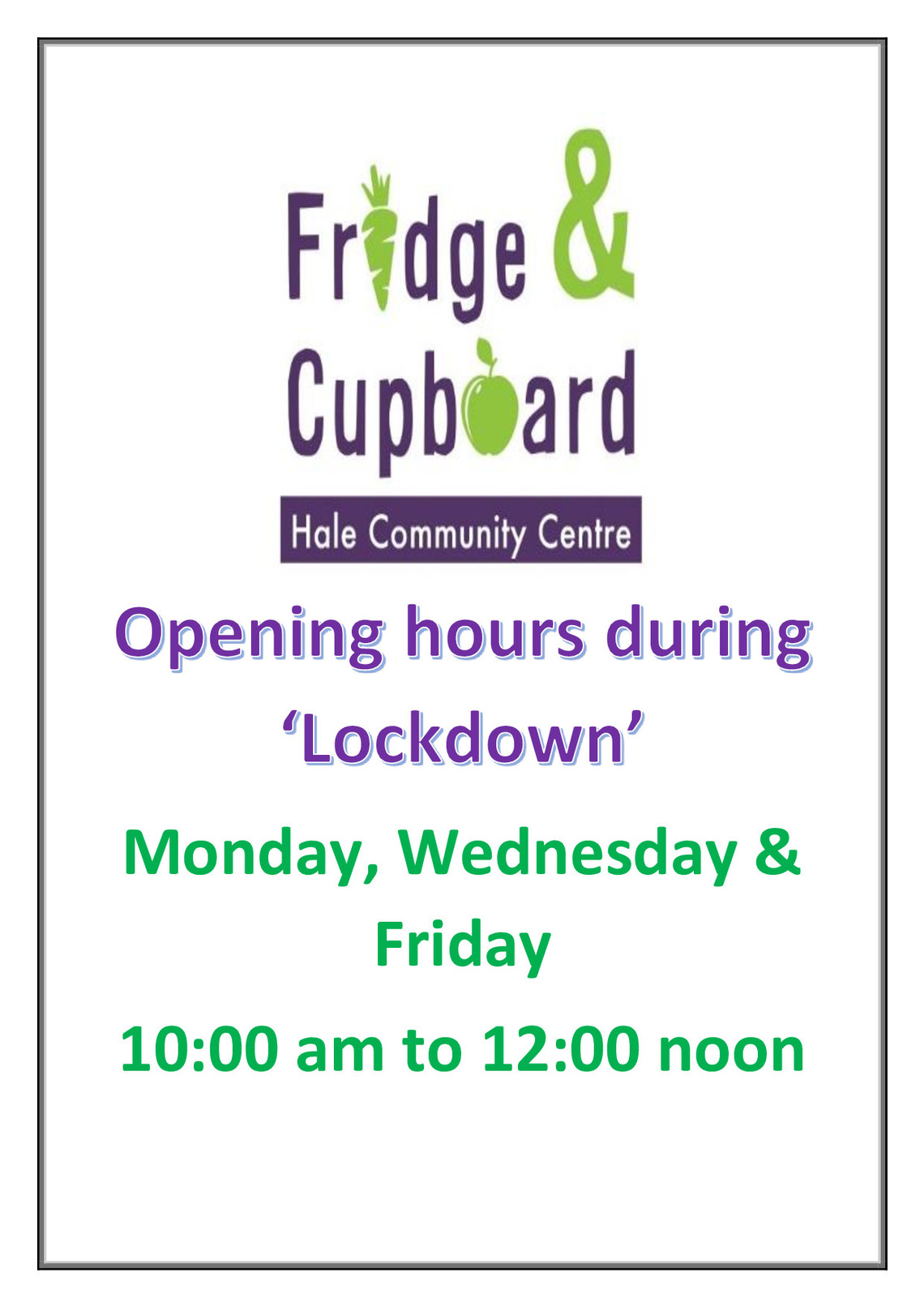 Com Fridge Open Times