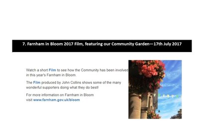 Farnham in Bloom Film features the community garden