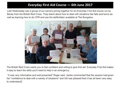 Seniors' First Aid Course