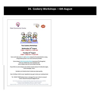 Cookery Workshops - 6th August