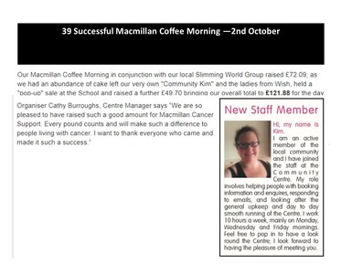 Successful Macmillan Coffee Morning - 2nd October