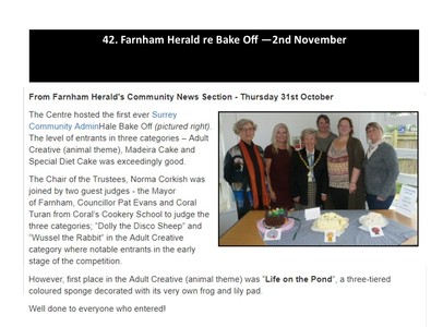 Farnham Herald re Bake Off - 2nd November