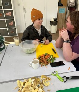 Families from Hale cooking Christmas Dinner with Coral's Cookery School - Dec 22